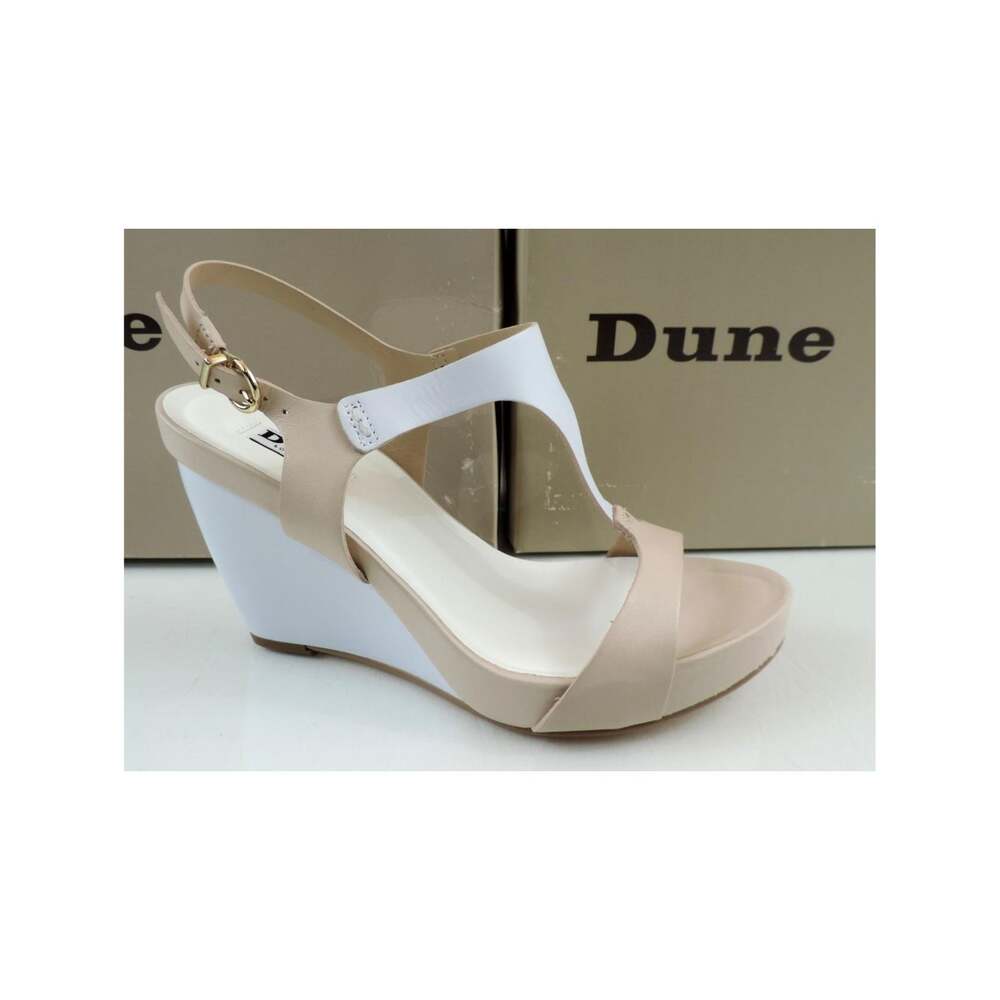 Women's Dune London Giselle Leather T-Strap Wedge Sandals Nude Size 9 EU 39
